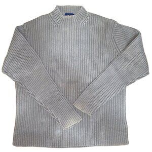 Club Room By Charter Club Gray Ribbed Knit 100% Cotton Long Sleeve Sweater L